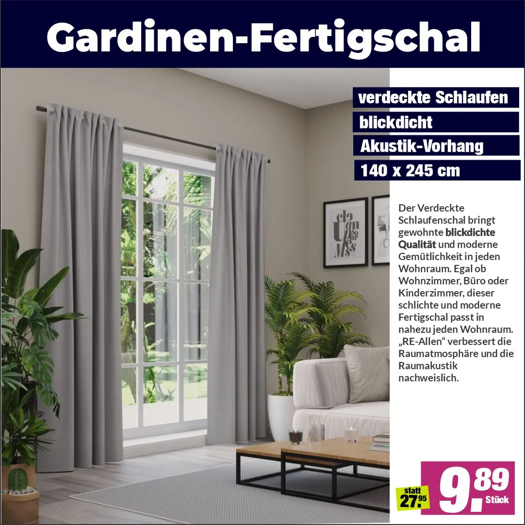 Blickdichter Gardinen Fertigschal